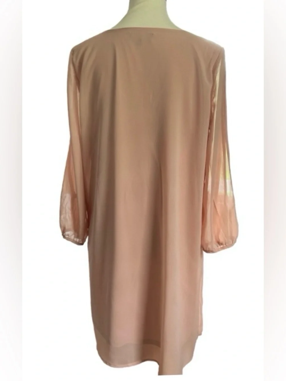 Lulus Chiffon Shift Mini Dress Blush Pink Size XL Sheer Balloon Sleeve Party
